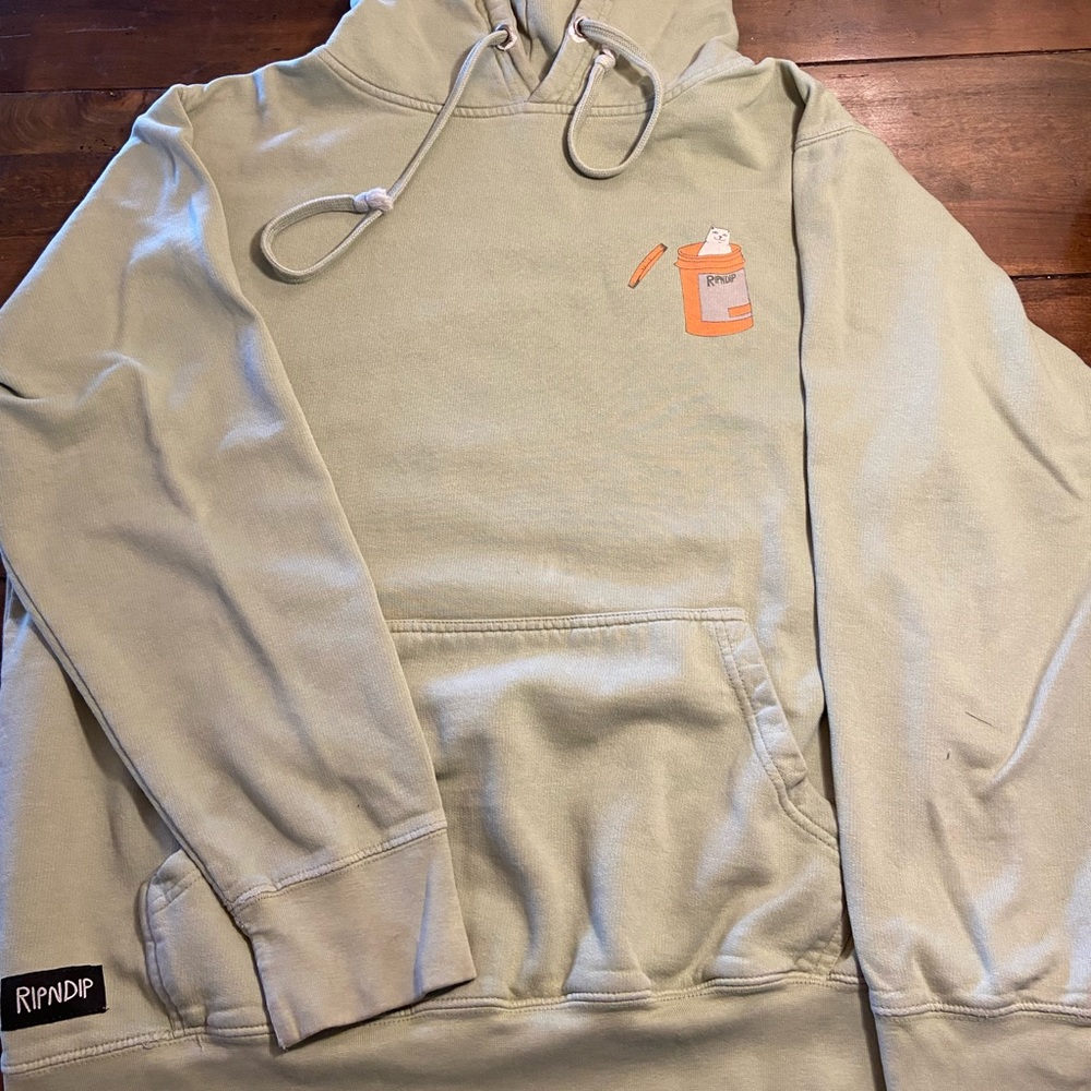 Ripndip Mens large green hoodie - very used, has signs of wear but super soft.